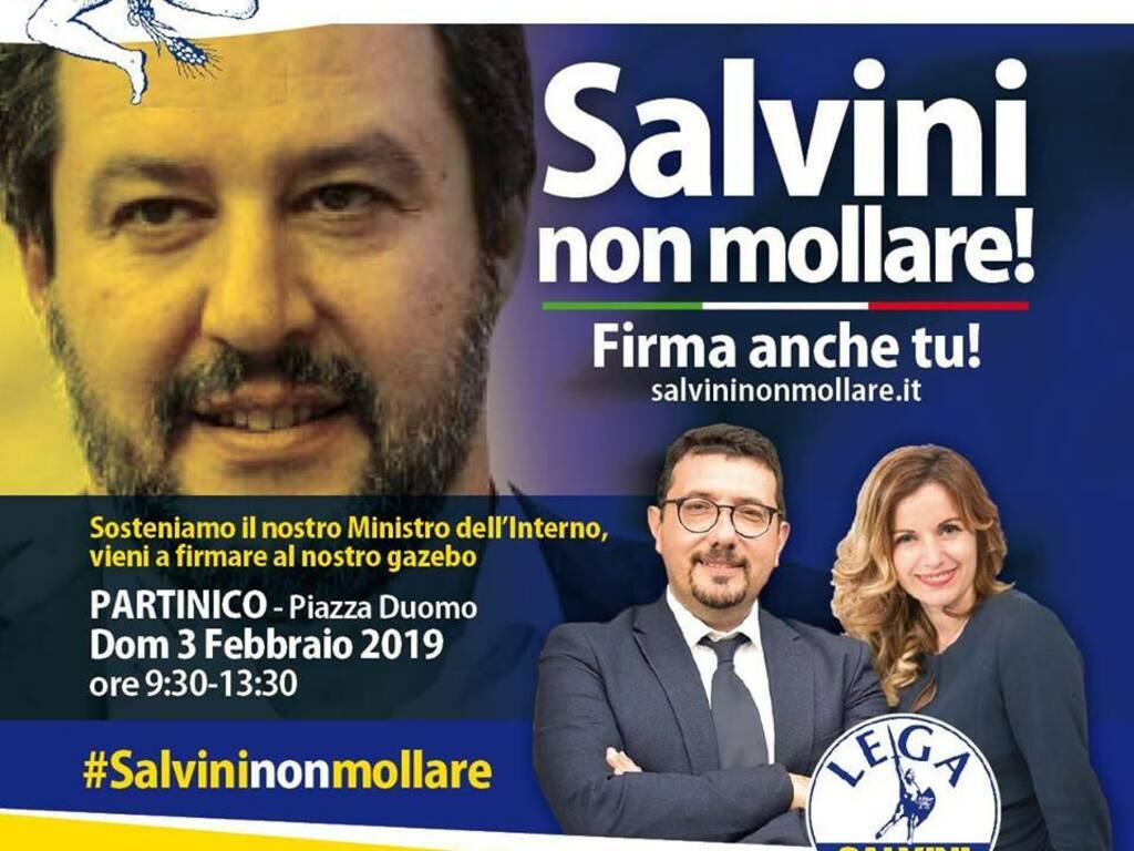 Partinico raccolta firme Salvini Lega locandina