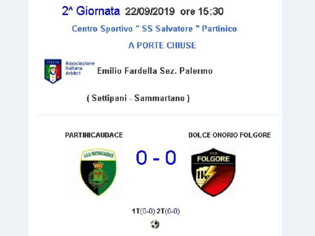 calcio 2a 2019-2020 Partinicaudace-Folgore 0-0
