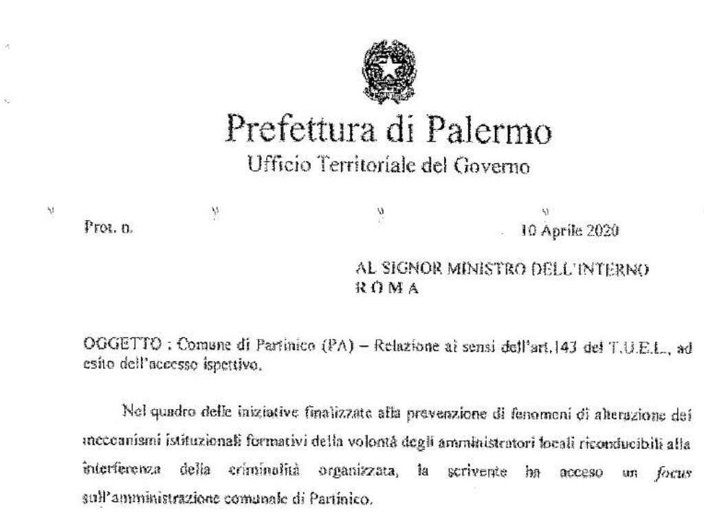 Partinico scioglimento comune prefettura