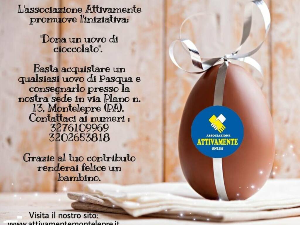Montelepre locandina raccolta uova pasqua attivamente Onlus