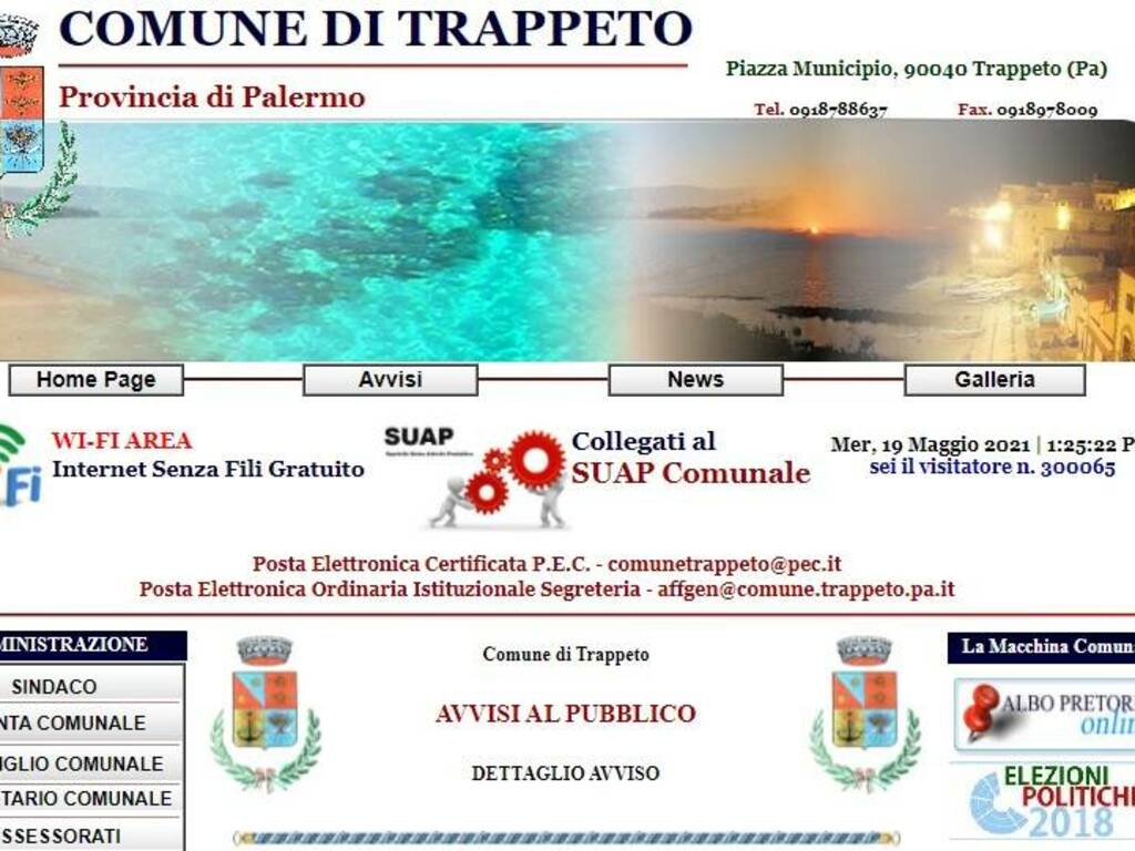 Trappeto Comune home page maggio 2021
