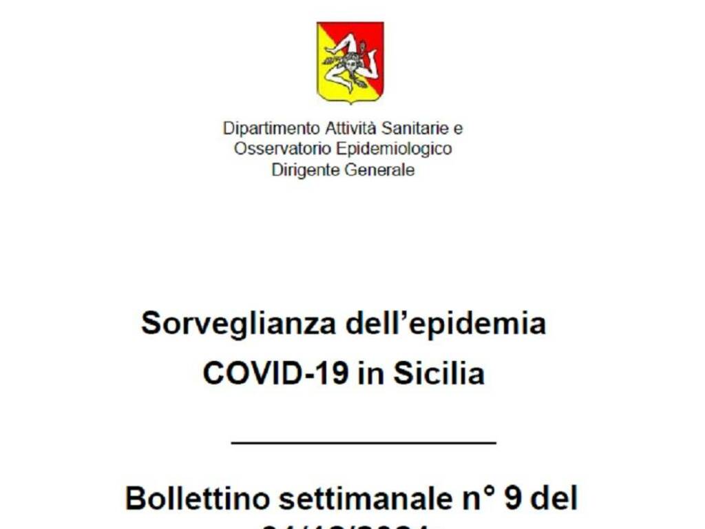 bollettino settimanale coronavirus Regione sicilia 22-28 novembre
