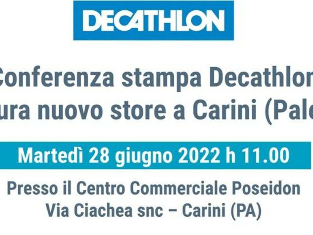 Carini locandina apertura Decathlon punto vendita conferenza stampa