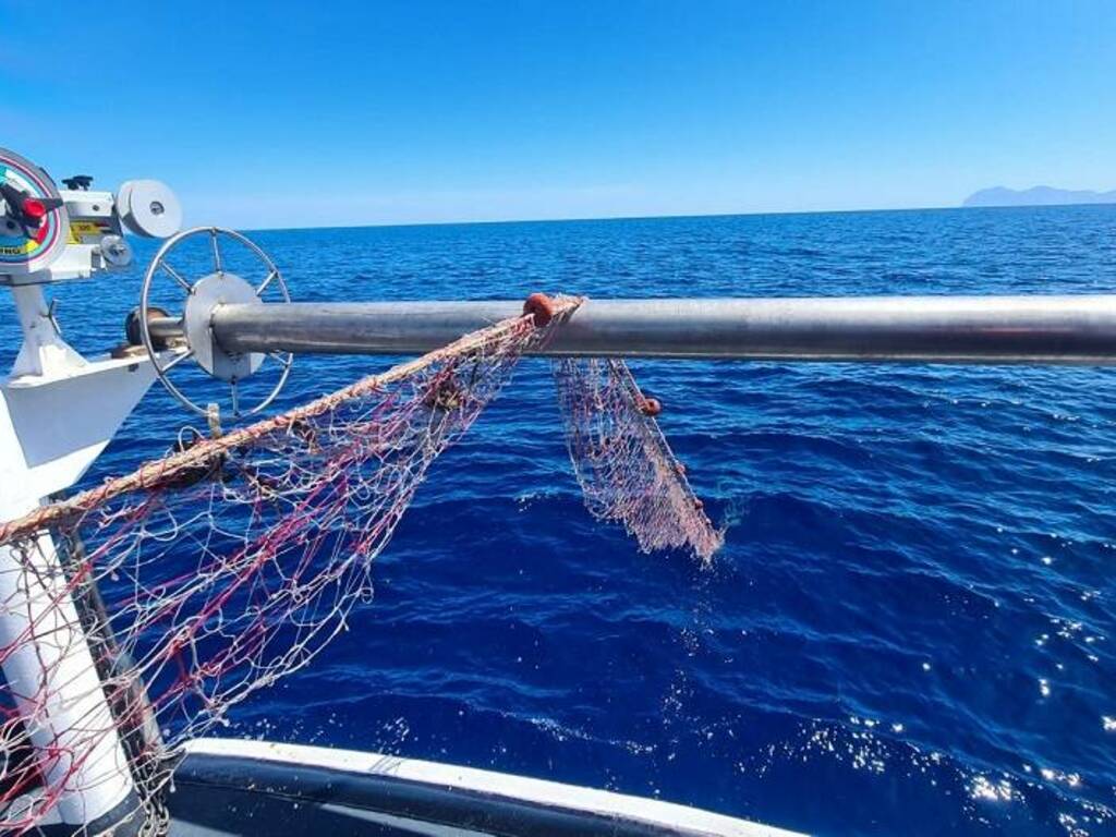 Operazione al largo di Terrasini, individuata e sequestrata della rete da pesca illegale che non riportava i dati del proprietario 