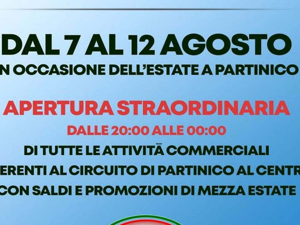 Con l’avvio delle manifestazioni estive dal 7 al 12 agosto apertura serale dei negozi in centro storico a Partinico con sconti 