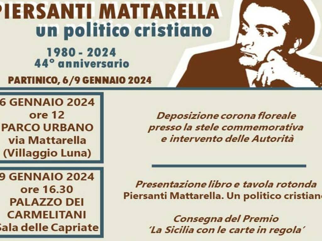 A Partinico una due giorni per ricordare il presidente della Regione Piersanti Mattarella a 44 anni dall’omicidio di mafia 