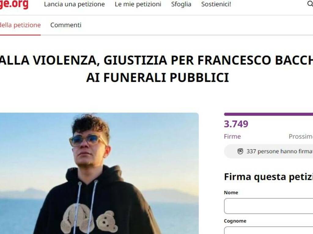 Grande adesione alla petizione per chiedere i funerali pubblici di Francesco Bacchi a Partinico, ci si avvia verso le 4 mila firme 